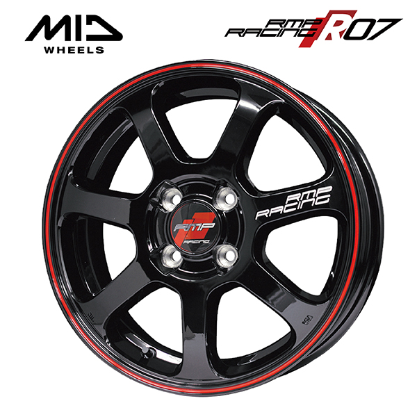 エムアイディー MIDレーシング R07 ブラック/リムレッドライン 18×7.5